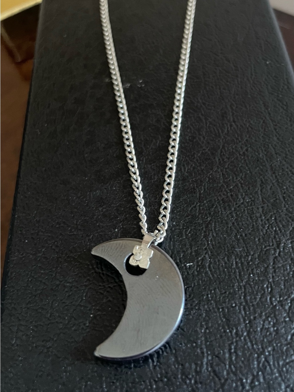 Crescent Hematite Moon Pendant Necklace - Women's Jewelry